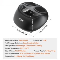 Sähköinen jalkahieroja lämmityksellä syvävaikutteinen rullaus shiatsu kompressio ajastimella sopii kengänkokoon 12