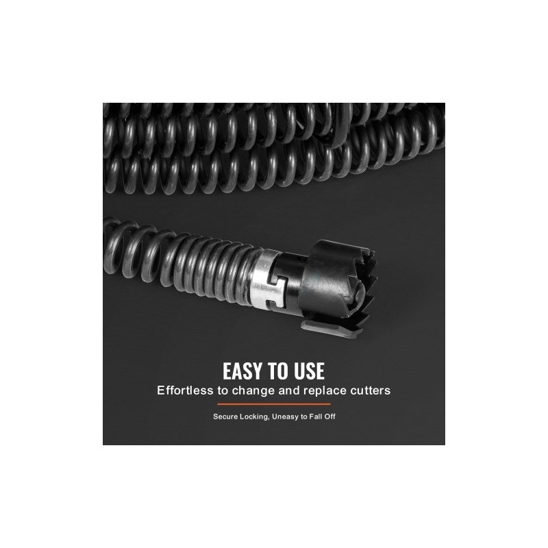 Viemärin puhdistuskaapeli 65Mn jousiteräs 13,7m 22mm kuusi leikkuupäätä 20–150mm