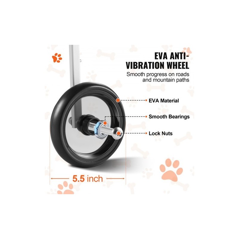 Koiran pyörätuoli takajaloille ilmailuluokan alumiiniseos säädettävä XS iskunvaimentavilla pyörillä kevyt