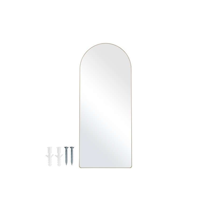 Täyspitkä kaareva lattiapeili räjähdyssuojatulla karkaistulla lasilla alumiinikehyksellä 180 x 76 cm