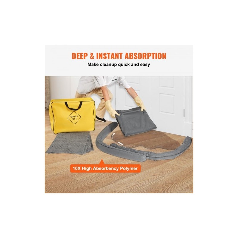 Imeytyssarja universaali 43 osaa 30 imeytysliinaa 2 sukkaa 2 patjaa kumihanskat kuljetuspussi