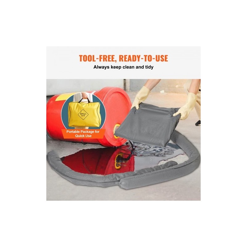 Imeytyssarja universaali 43 osaa 30 imeytysliinaa 2 sukkaa 2 patjaa kumihanskat kuljetuspussi