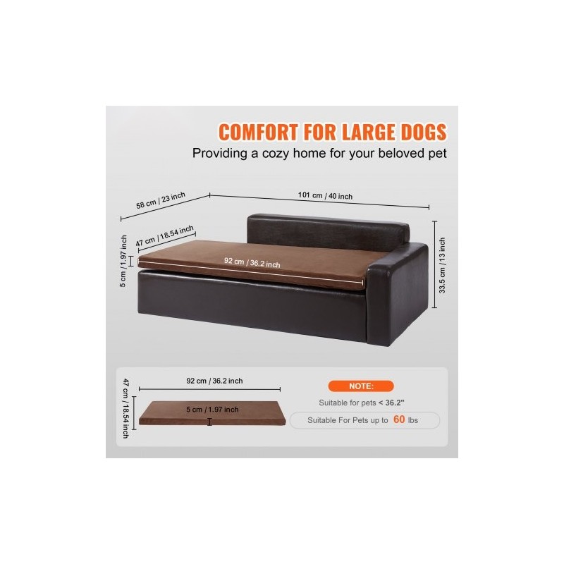 Lemmikkisohva nahkaverhoilu puurunko koirille ja kissoille 50 kg kantavuus