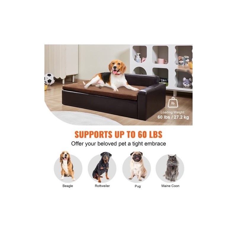 Lemmikkisohva nahkaverhoilu puurunko koirille ja kissoille 50 kg kantavuus