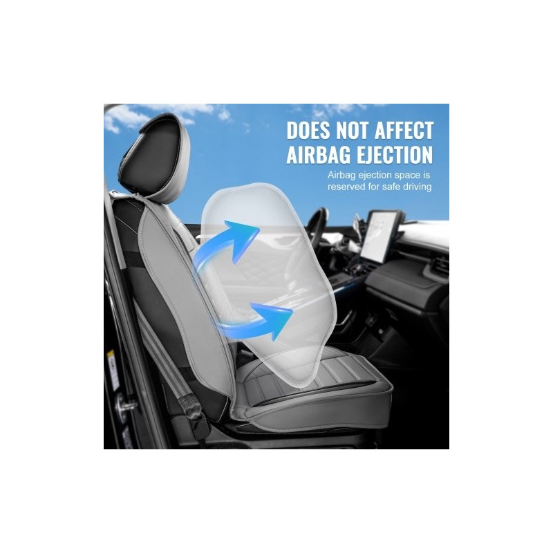 Etuistuinsuojat kaksi kappaletta keinonahkaiset harmaat yleismalliset ilmatyynyjen kanssa yhteensopiva puoliavoin muotoilu