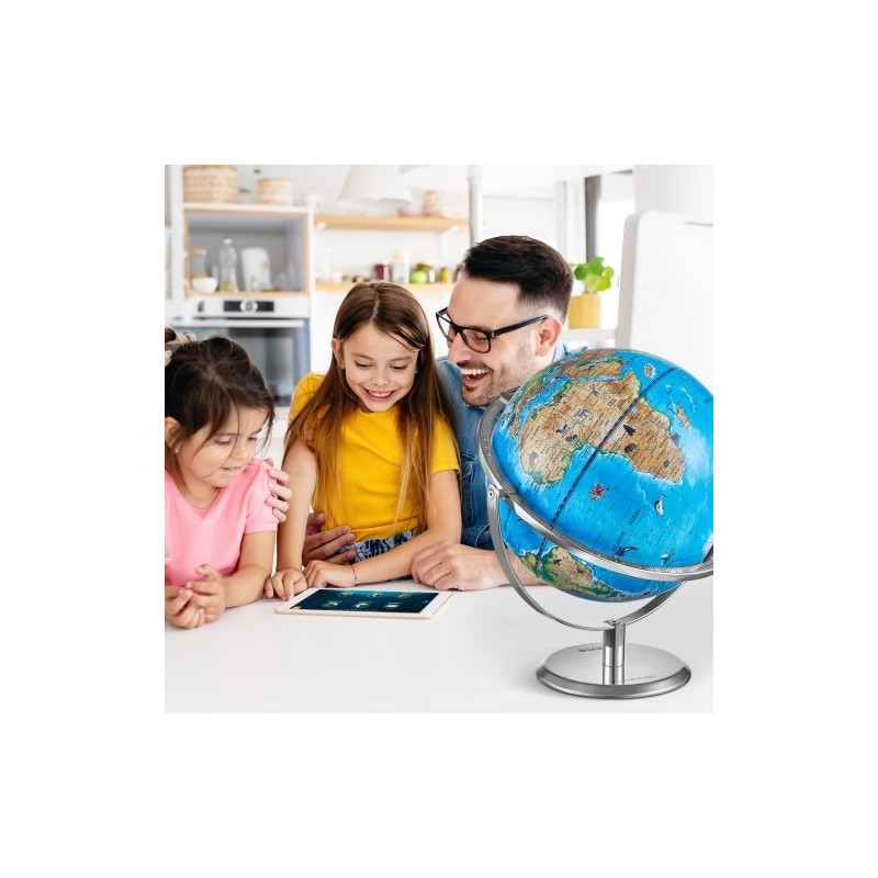 Maapallo ABS-muovi 254 mm lisätyn todellisuuden sovelluksella LED-yövalolla metallijalustalla 720°