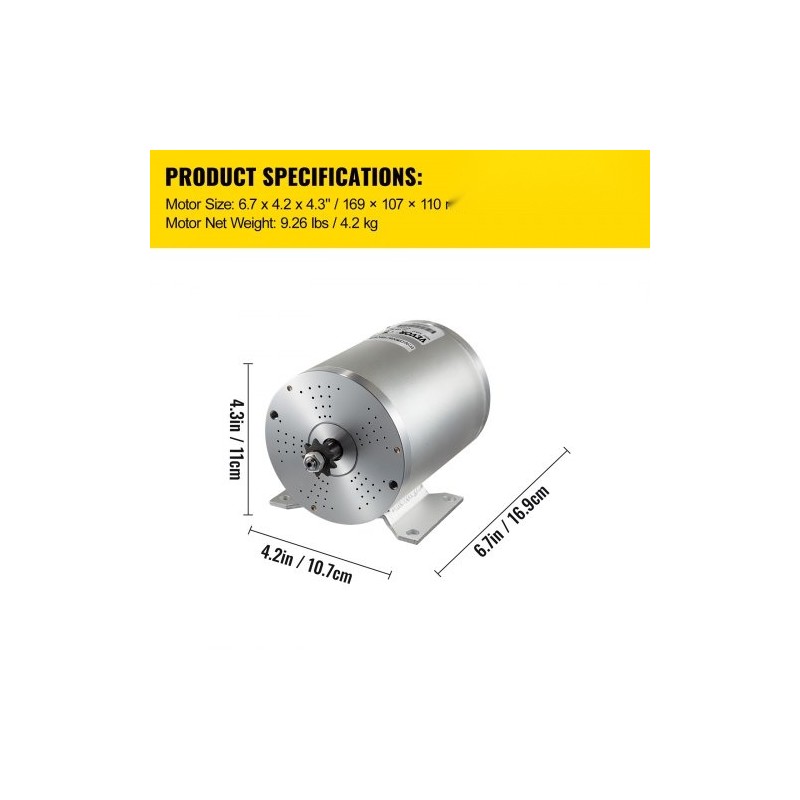 Harjaton 48V 1800W tasavirtamoottoripaketti täysin kuparikäämitys alumiinikuori nopeudensäädin kaasupoljin ja johtosarja