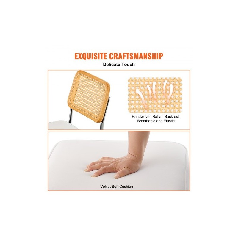 Rottinkiselkänojaiset samettiset tuolit metallirungolla neljä kappaletta pehmeällä istuintyynyllä