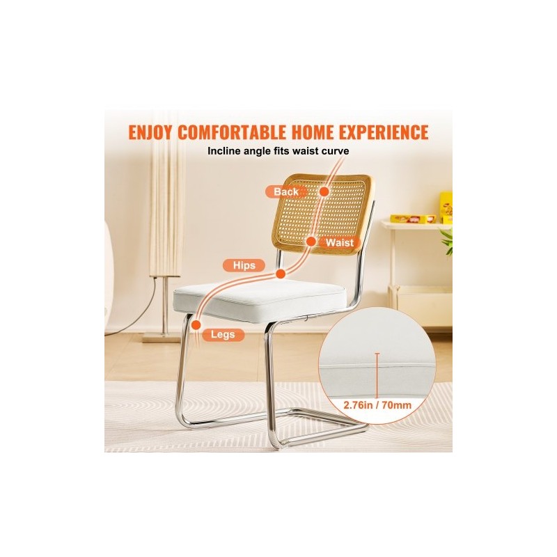 Rottinkinojatuolit 2 kpl pehmustettu samettinen istuin rottinkiselkänoja taivutettu metallirunko