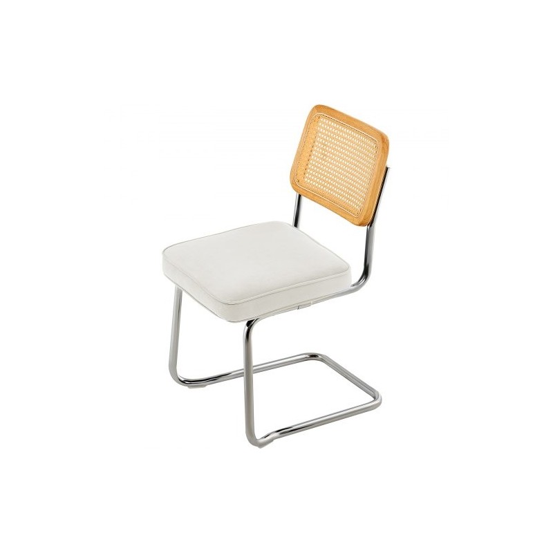 Rottinkinojatuolit 2 kpl pehmustettu samettinen istuin rottinkiselkänoja taivutettu metallirunko