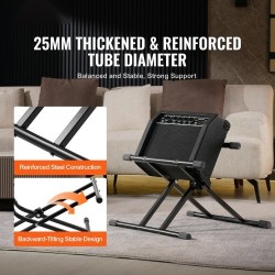 Kitaravahvistinteline teräsrakenteinen 79,83 kg kantokyky säädettävä 125–505 mm taittuva kumijalat