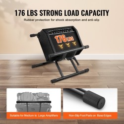 Kitaravahvistinteline teräsrakenteinen 79,83 kg kantokyky säädettävä 125–505 mm taittuva kumijalat