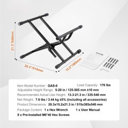 Kitaravahvistinteline teräsrakenteinen 79,83 kg kantokyky säädettävä 125–505 mm taittuva kumijalat