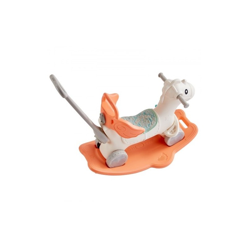 Keinuhevonen nelitoiminen HDPE-muovista 1–3-vuotiaille kantavuus 36 kg turvavyöllä