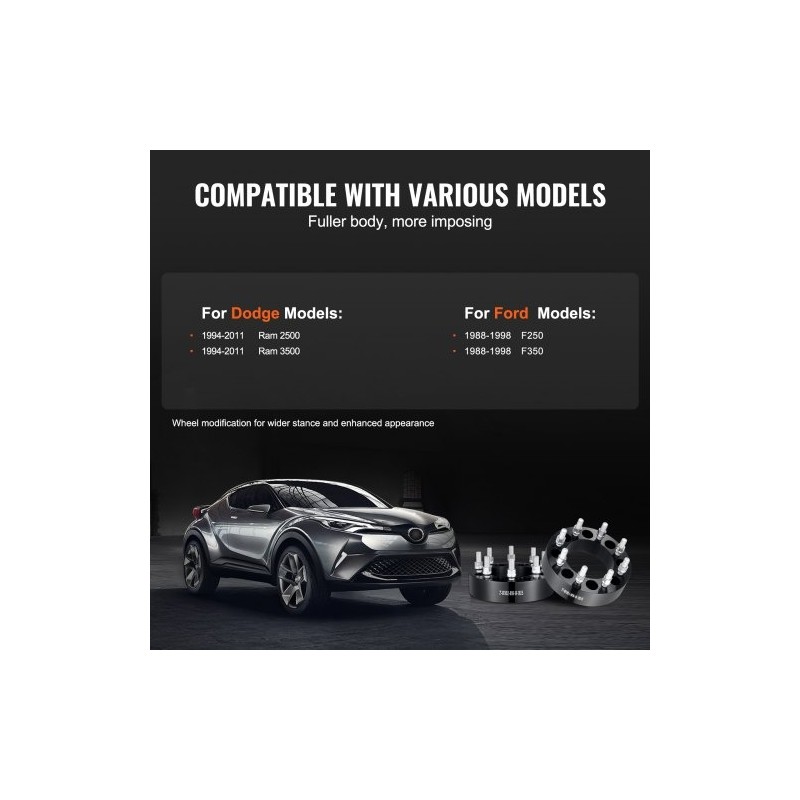 Vanteenlevittimet alumiiniseosta 50,8 mm 8x6,5 8-pulttiset 126 mm 2 kpl musta