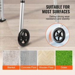 Taittuva alumiininen kävelyteline korkeussäädöllä 775–955 mm 5-tuumaisten etupyörien kantavuus 350 paunaa