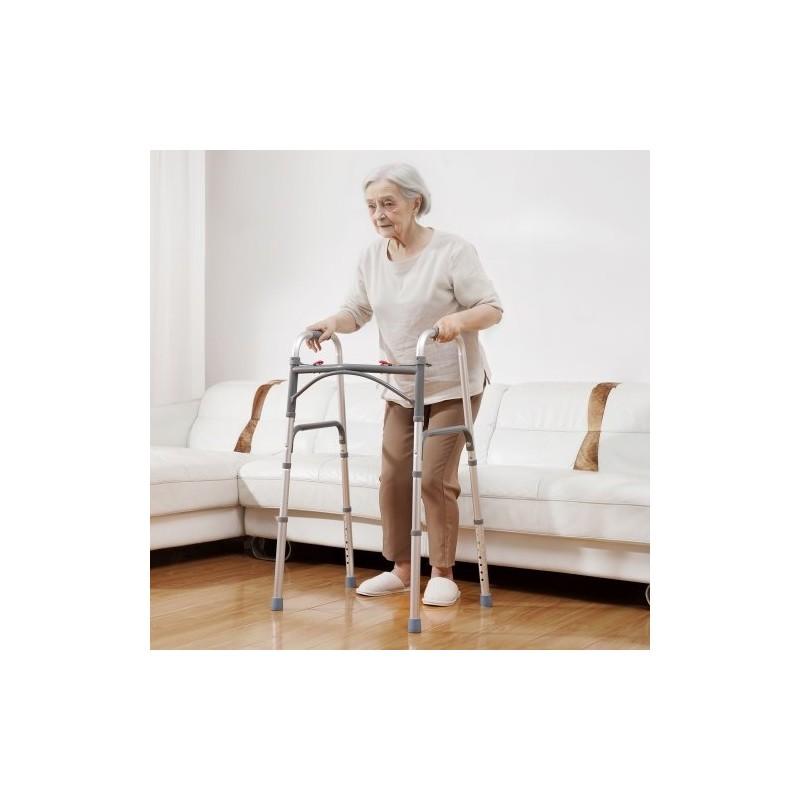 Taittuva alumiininen kävelyteline korkeussäädöllä 775–955 mm 5-tuumaisten etupyörien kantavuus 350 paunaa