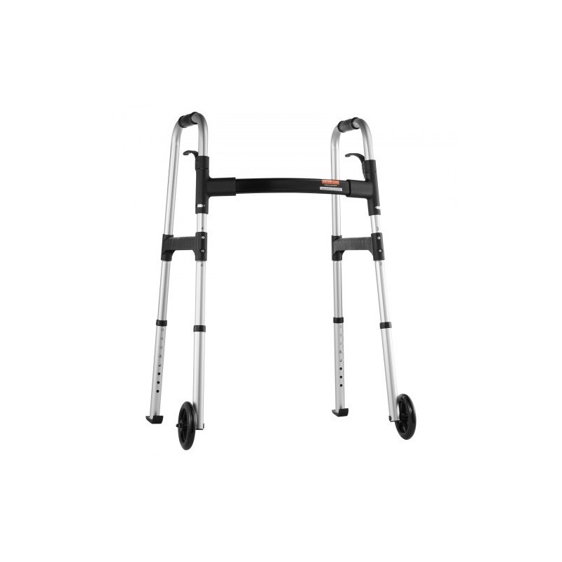 Taittuva alumiininen kävelyteline korkeussäädöllä 775–955 mm 5-tuumaisten etupyörien kantavuus 350 paunaa