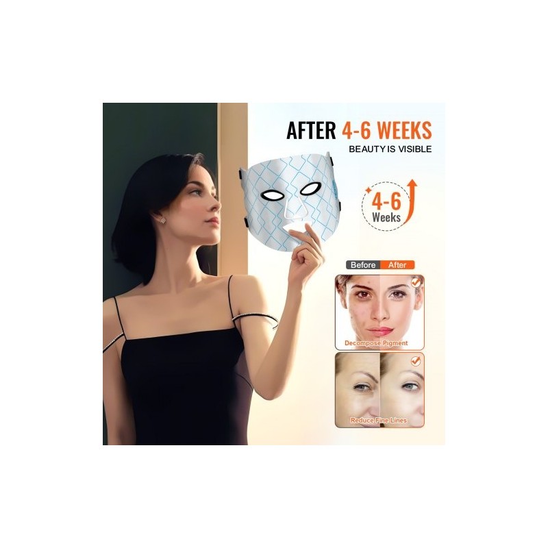 LED-valoterapia-naamio silikoni kasvoille seitsemänvärinen 850 nm lähi-infrapunavalo johdoton