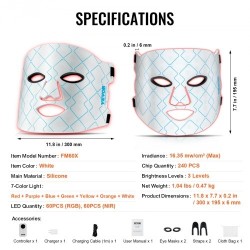 LED-valoterapia-naamio silikoni kasvoille seitsemänvärinen 850 nm lähi-infrapunavalo johdoton