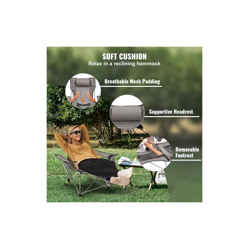 Taittuva retkituoli seosteräsrunko verkkokangas neliasentoinen selkänoja irrotettava jalkatuki niskatyyny