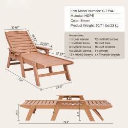 Lepotuoli muovinen ulkokäyttöön kuusi asentoa ruskea korkea kantavuus