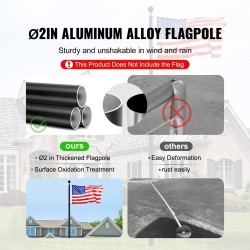 Teleskooppinen alumiiniseoslippusarja 7,3 m musta kierre-lukitus maahan asennettava