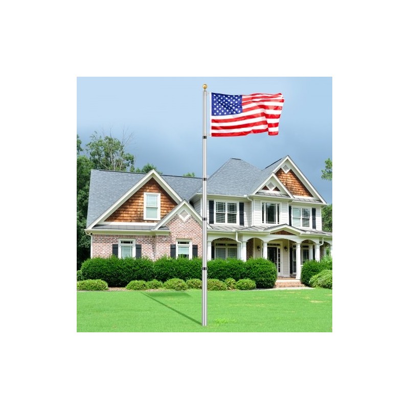 Lippusalkosarja alumiiniseoksinen 6,09 metriä teleskooppinen maahan asennettava hopea kierrettävä lukitus