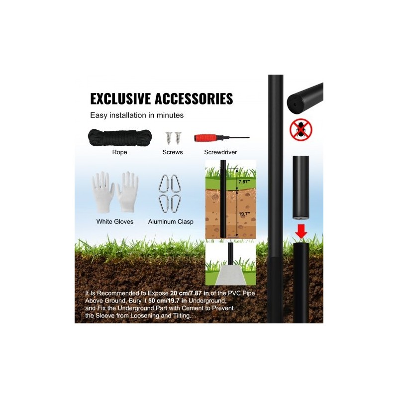 Alumiininen irrotettava 9,14 metrin musta lipputankosarja taljajärjestelmällä ulkokäyttöön