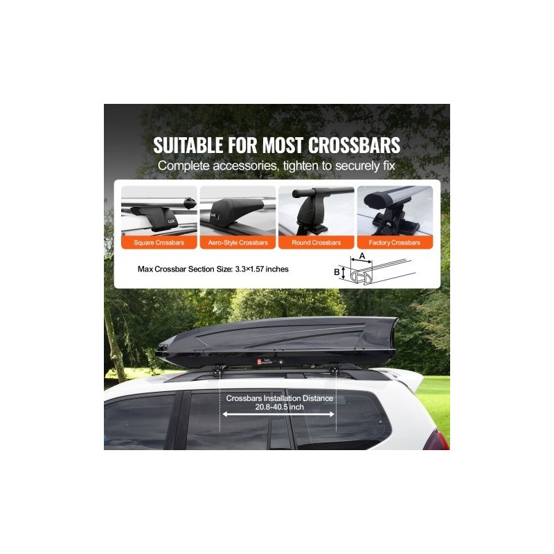 Kattoboksi ABS 488 l 18 kuutiojalkaa 75 kg kuormitus kaksipuolinen avaus