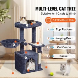 Kissapuu neljä tasoa sisalpylväät riippumatto kissakoppi 80 cm tummanharmaa