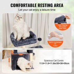 Kissapuu neljä tasoa sisalpylväät riippumatto kissakoppi 80 cm tummanharmaa