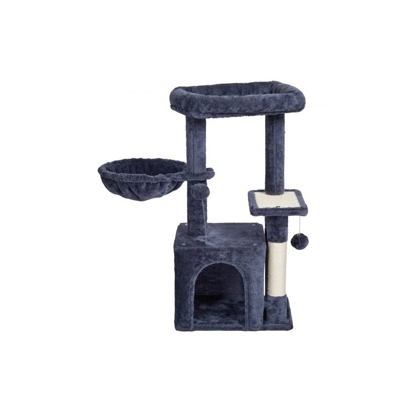 Kissapuu neljä tasoa sisalpylväät riippumatto kissakoppi 80 cm tummanharmaa