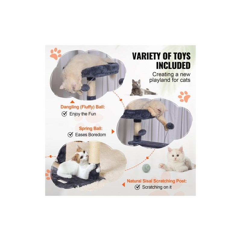 Kissankiipeilypuu lastulevy 115 cm korkea 5 tasoa sisal-raapimapylväät riippumatto kissankoppi tummanharmaa