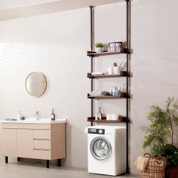 Wc:n yläpuolinen säilytyshylly 4-tasoinen säädettävä puuhyllyt alumiinikannattimet vähähiiliset teräsputket