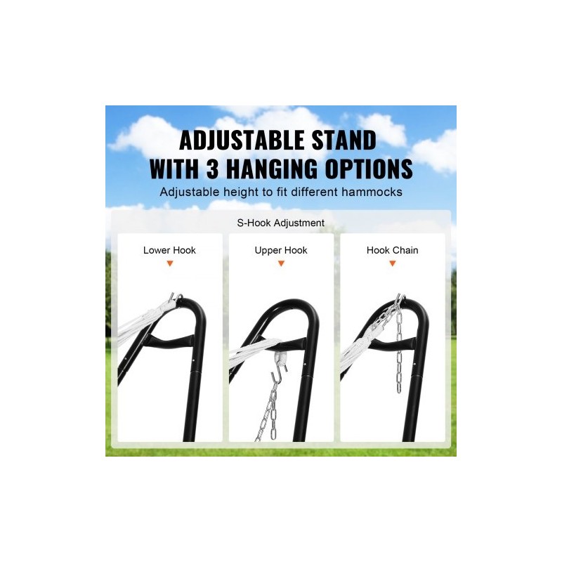 Teräsriippumattojalusta 2,4–4,1 m riippumatoille 1–2 hengelle 550 paunaa