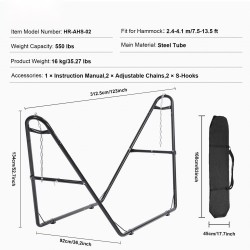 Teräsriippumattojalusta 2,4–4,1 m riippumatoille 1–2 hengelle 550 paunaa