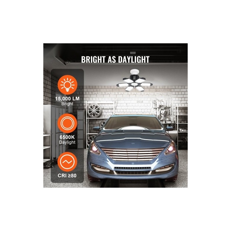 LED-autotallivalo 2 kpl 15000 lumenia 6500 kelvin 6 säädettävää paneelia E26/E27-kannalle