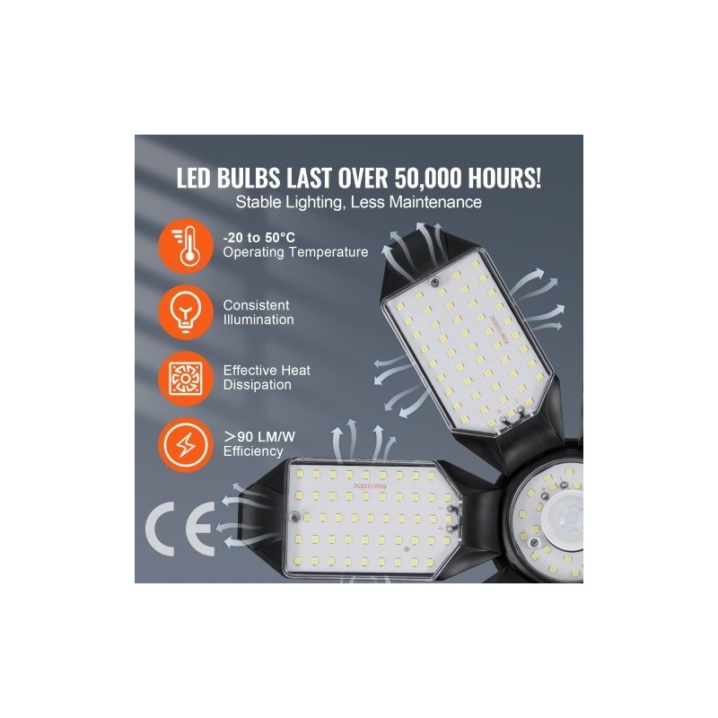 LED-autotallivalo 2 kpl 15000 lumenia 6500 kelvin 6 säädettävää paneelia E26/E27-kannalle