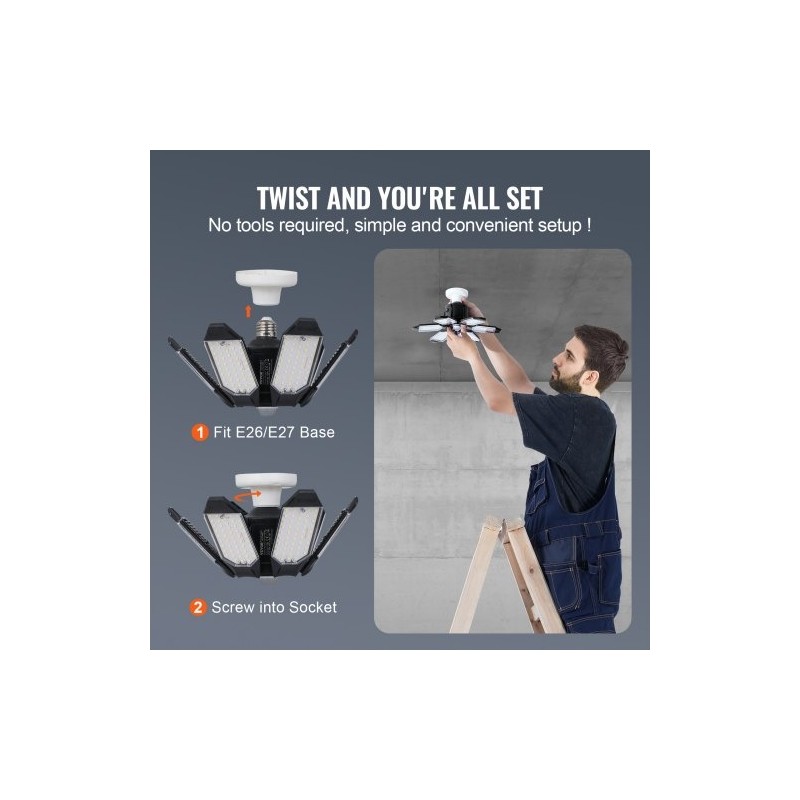 LED-autotallivalo 2 kpl 15000 lumenia 6500 kelvin 6 säädettävää paneelia E26/E27-kannalle