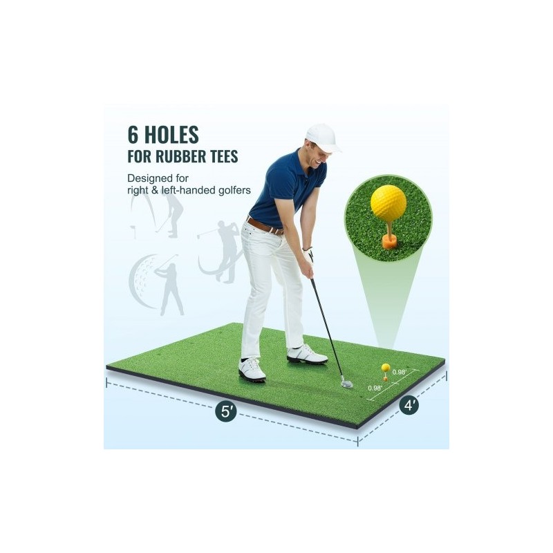 Golf-lyöntimatto kaksivärinen PP-nurmi 5x4ft EVA+PE-pohja 10 palloa ja tiitä