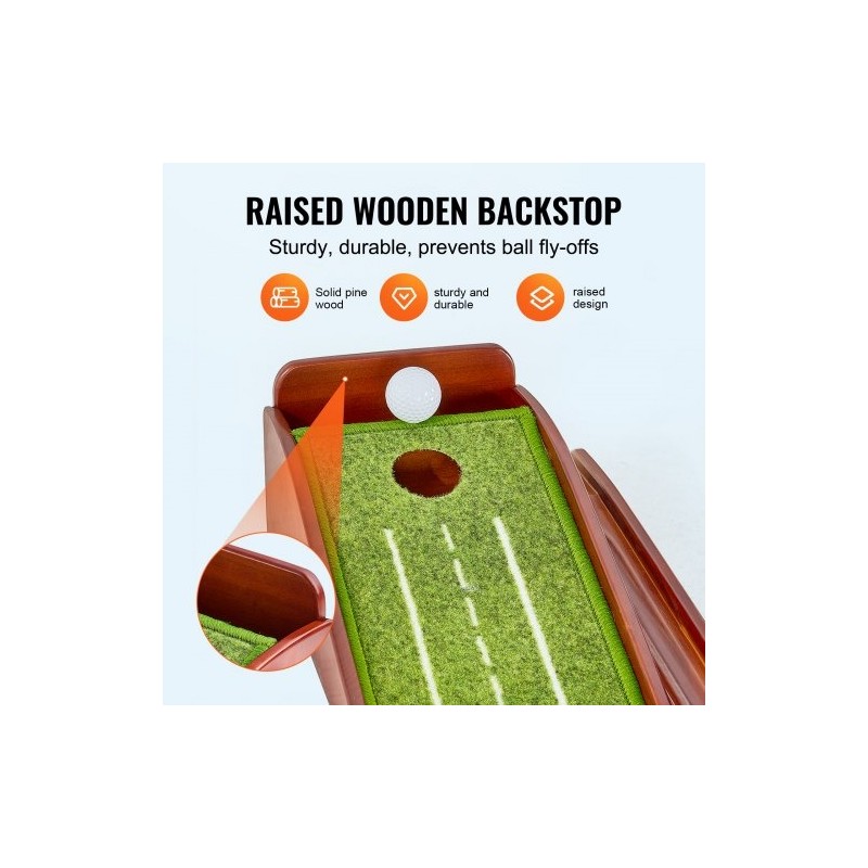Golf-puttialusta sisäkäyttöön kuitusamettamatto liukuestepohja täyspuinen runko yhdellä reiällä automaattinen pallonpalautus