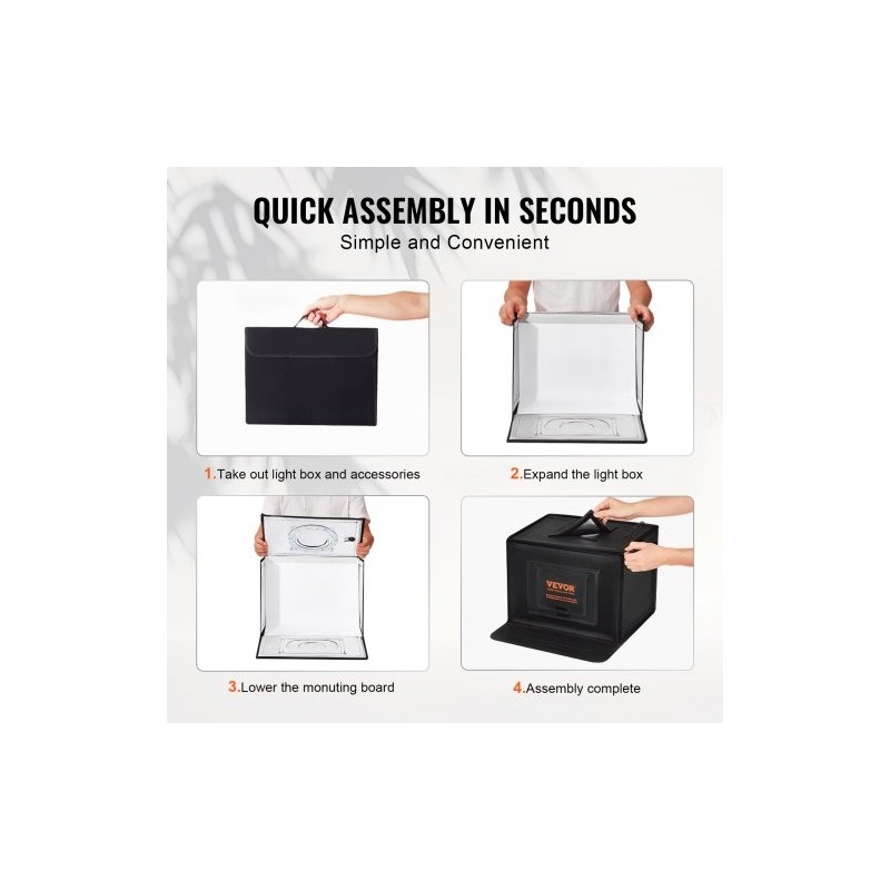 Valolaatikko 410×300×305 mm säädettävä värilämpötila 3000–5600K 6 taustaa USB-virtalähde