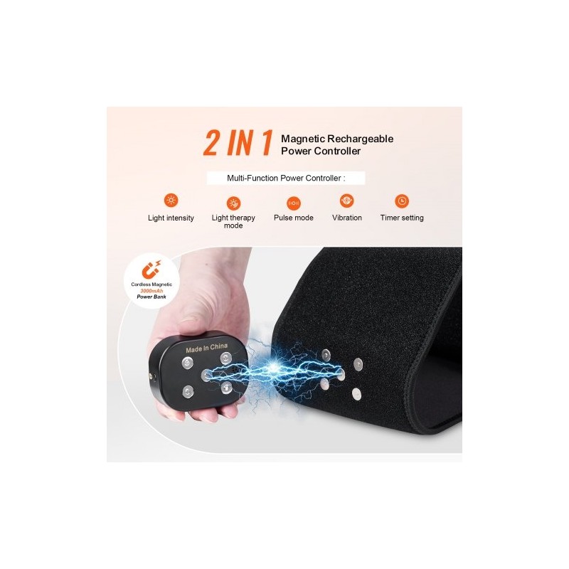 Punavalovyö neopreenikankaasta vyötärölle 660 nm ja 850 nm 112 LED 3000 mAh