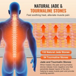 Kaukoinfrapunainen selän lämpötyyny PU-nahka 132 jadekiveä 54 turmaliinikiveä 1000 x 550 mm