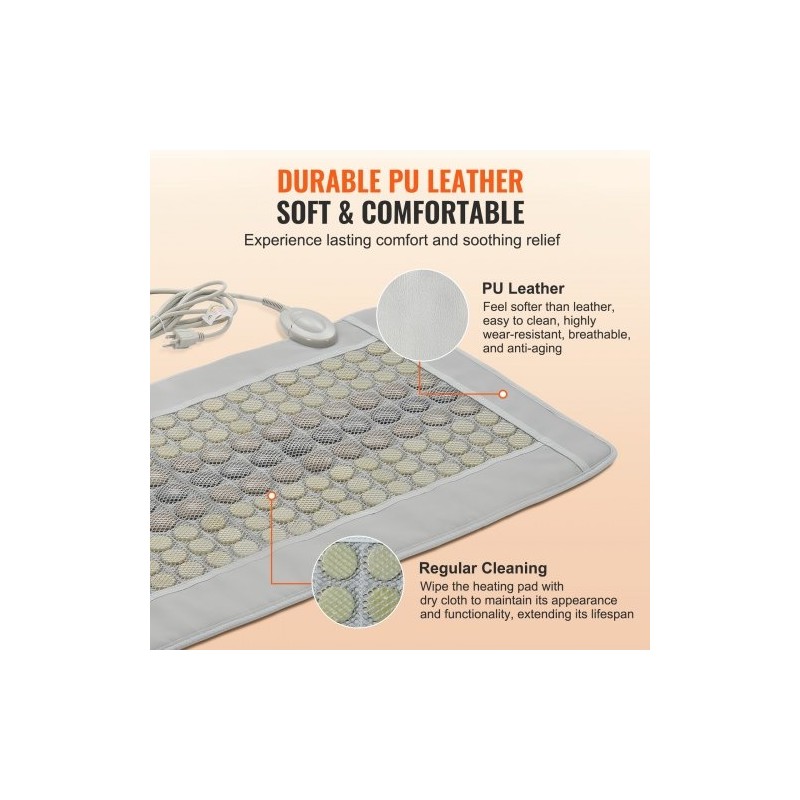 Kaukoinfrapunainen selän lämpötyyny PU-nahka 132 jadekiveä 54 turmaliinikiveä 1000 x 550 mm