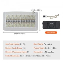 Kaukoinfrapunainen selän lämpötyyny PU-nahka 132 jadekiveä 54 turmaliinikiveä 1000 x 550 mm