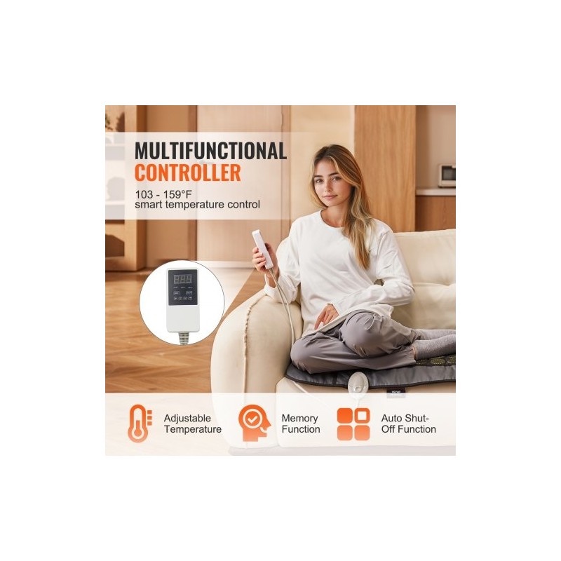 Infrapunalämpömatto PU-nahkainen 1780×604 mm koko keholle 96 jadekiveä 72 turmaliinikiveä