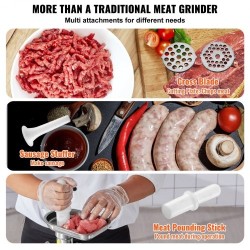 Lihamylly pöytämallinen 300W ruostumaton teräs 3 makkarasuutinta keittiöihin ravintoloihin