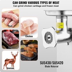 Sähköinen pöytämallinen lihamylly ruostumatonta terästä 700 W 4,2 kg/min 3 makkarasuutinta